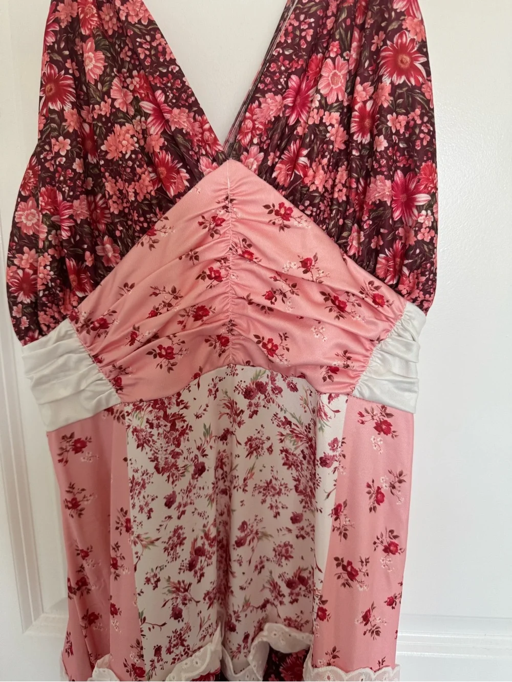 Amazon Floral Patchwork Maxi Dress in Pink and White - Picture 2 of 4